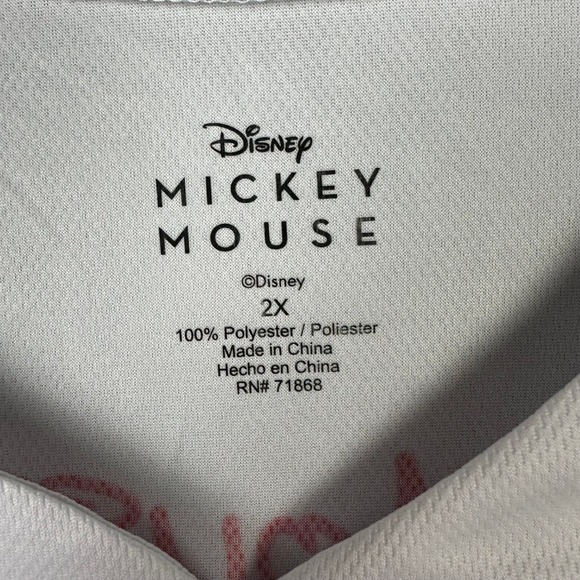 Disney Mickey Mouse Baseball Jersey Shirt White Red Graphic Print Jr Plus Sz 2X - Picture 6 of 6
